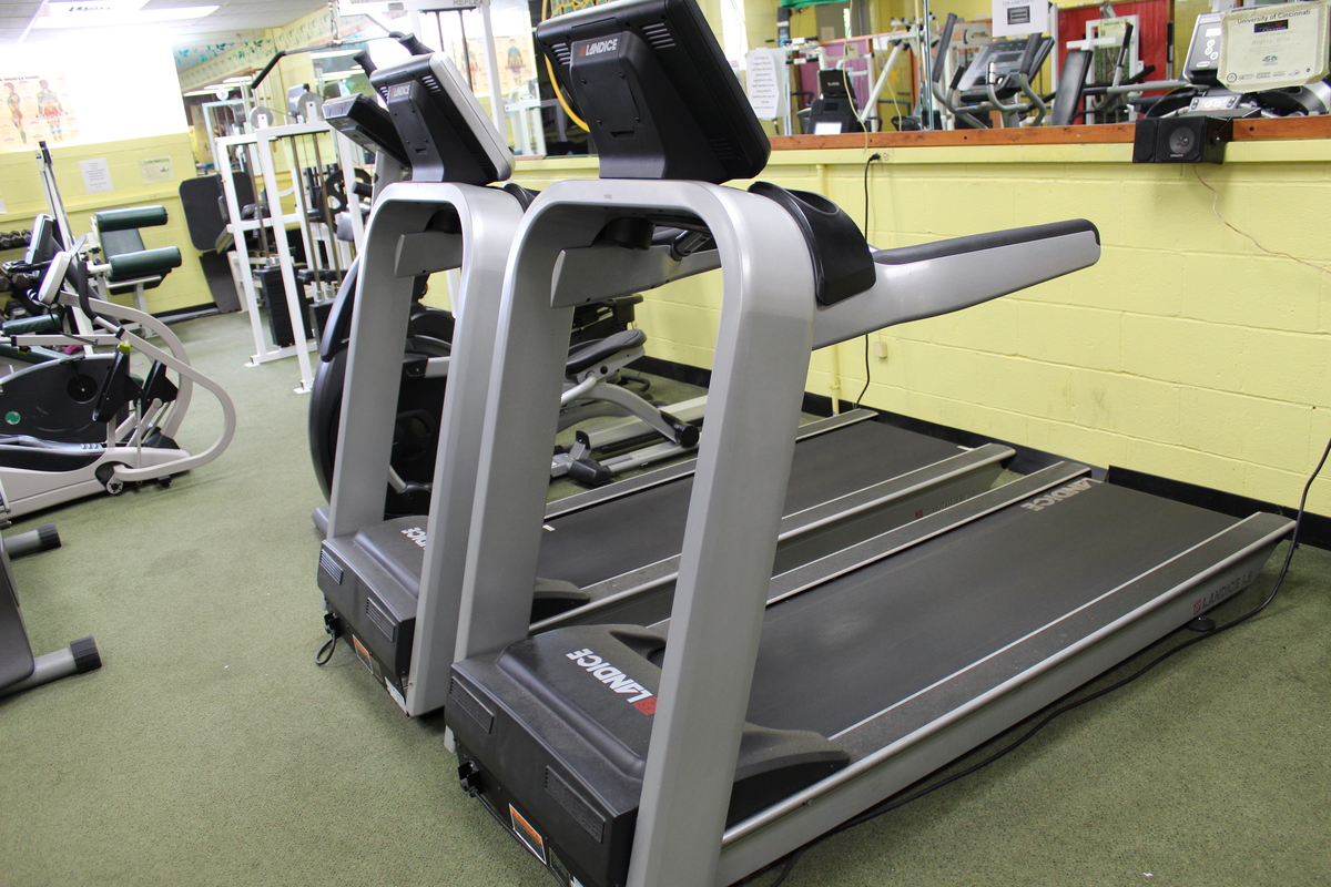 Two treadmills in a gym.